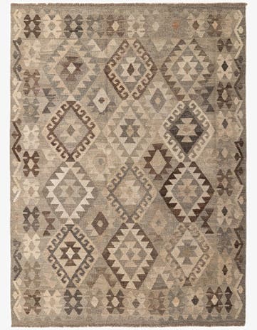 5' 9 x 7' 11 Hand Woven Kilim Maymana Wool Rug