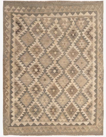 5' x 6' 7 Hand Woven Kilim Maymana Wool Rug