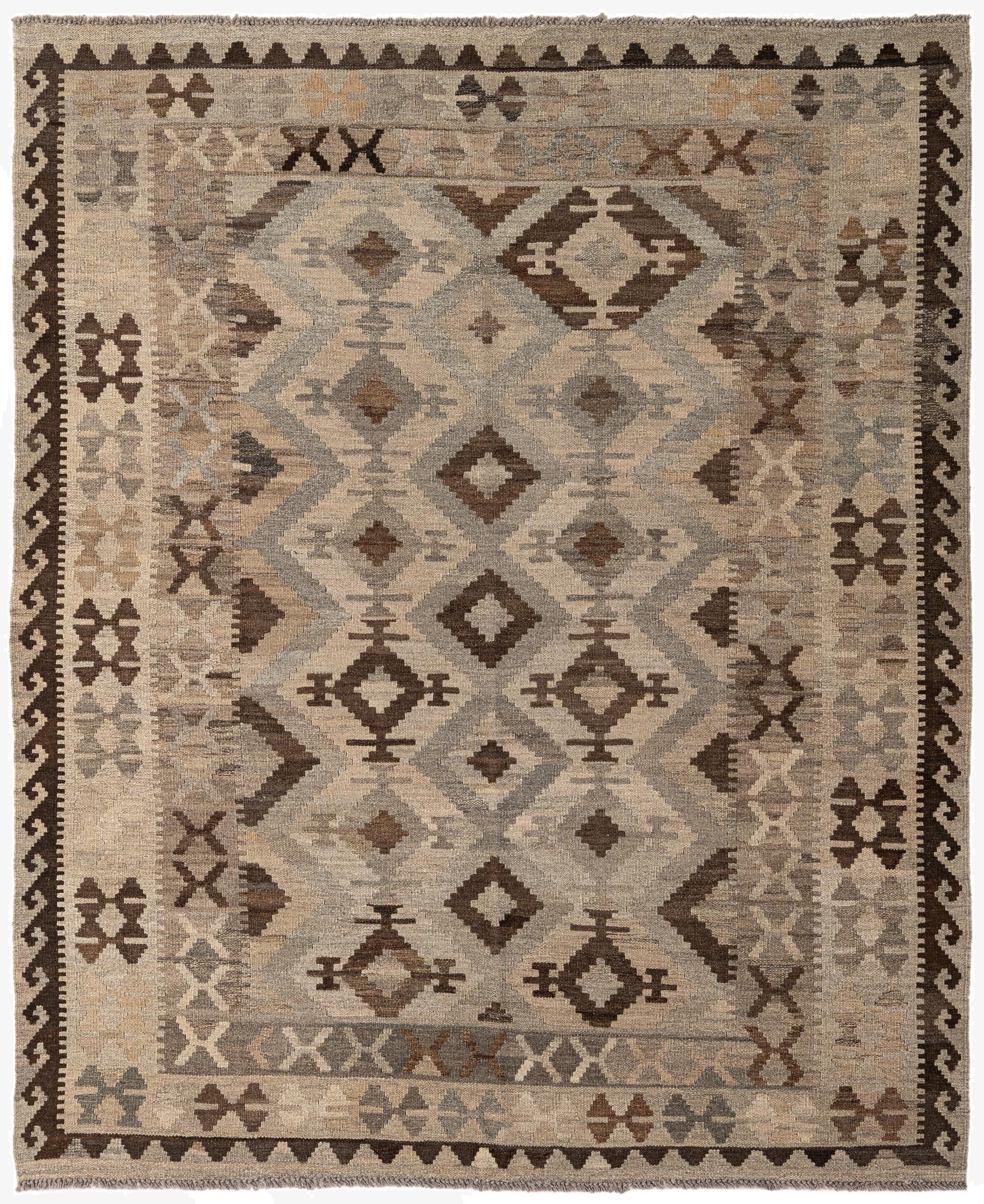 5' 4 x 6' 5  Hand Woven Kilim Maymana Wool Rug