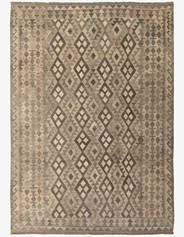 7' 1 x 9' 7 Hand Woven Kilim Maymana Wool Rug