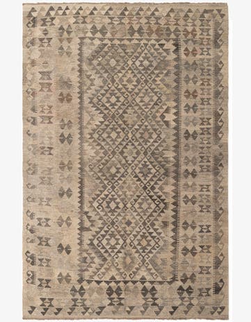 5' 6 x 8' 4 Hand Woven Kilim Maymana Wool Rug