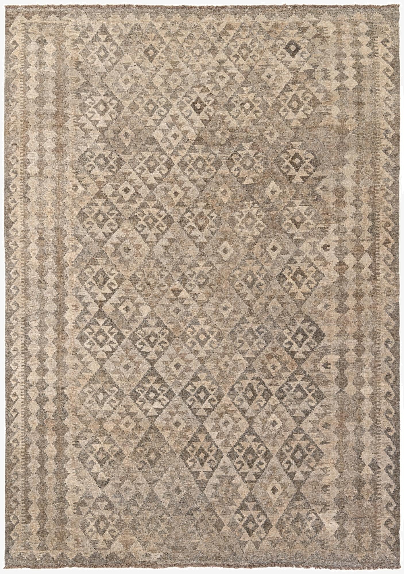6' 11 x 9' 9  Hand Woven Kilim Maymana Wool Rug