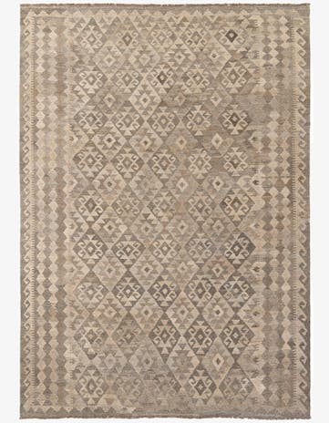 6' 11 x 9' 9 Hand Woven Kilim Maymana Wool Rug