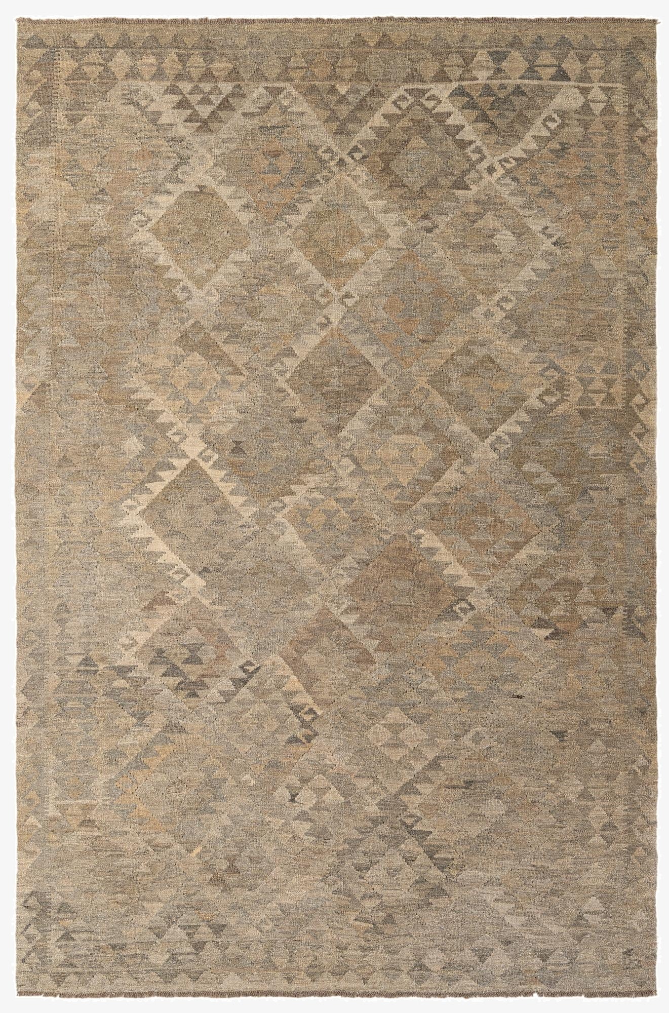 6' 1 x 9' 2  Hand Woven Kilim Maymana Wool Rug