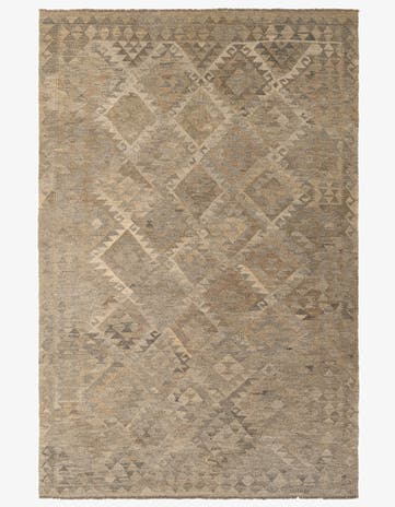 6' 1 x 9' 2 Hand Woven Kilim Maymana Wool Rug