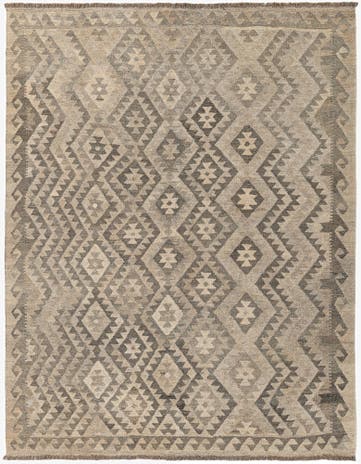 5' 3 x 6' 10 Hand Woven Kilim Maymana Wool Rug