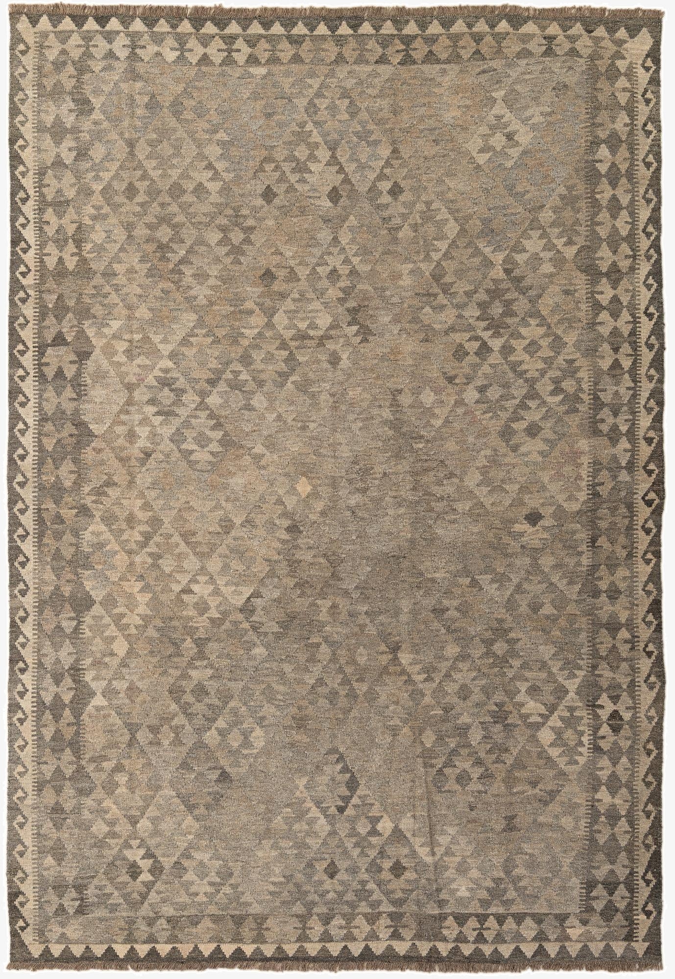 6' 10 x 9' 8  Hand Woven Kilim Maymana Wool Rug