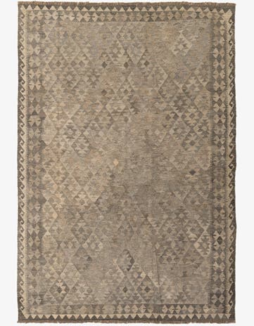 6' 10 x 9' 8 Hand Woven Kilim Maymana Wool Rug