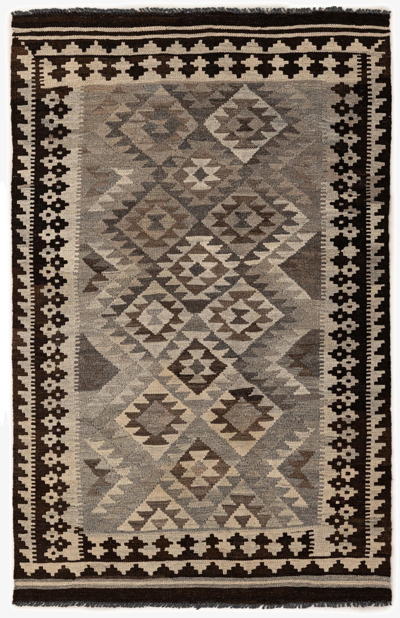 3' 10 x 6' 3  Hand Woven Kilim Maymana Wool Rug