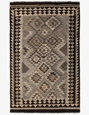 3' 10 x 6' 3 Hand Woven Kilim Maymana Wool Rug