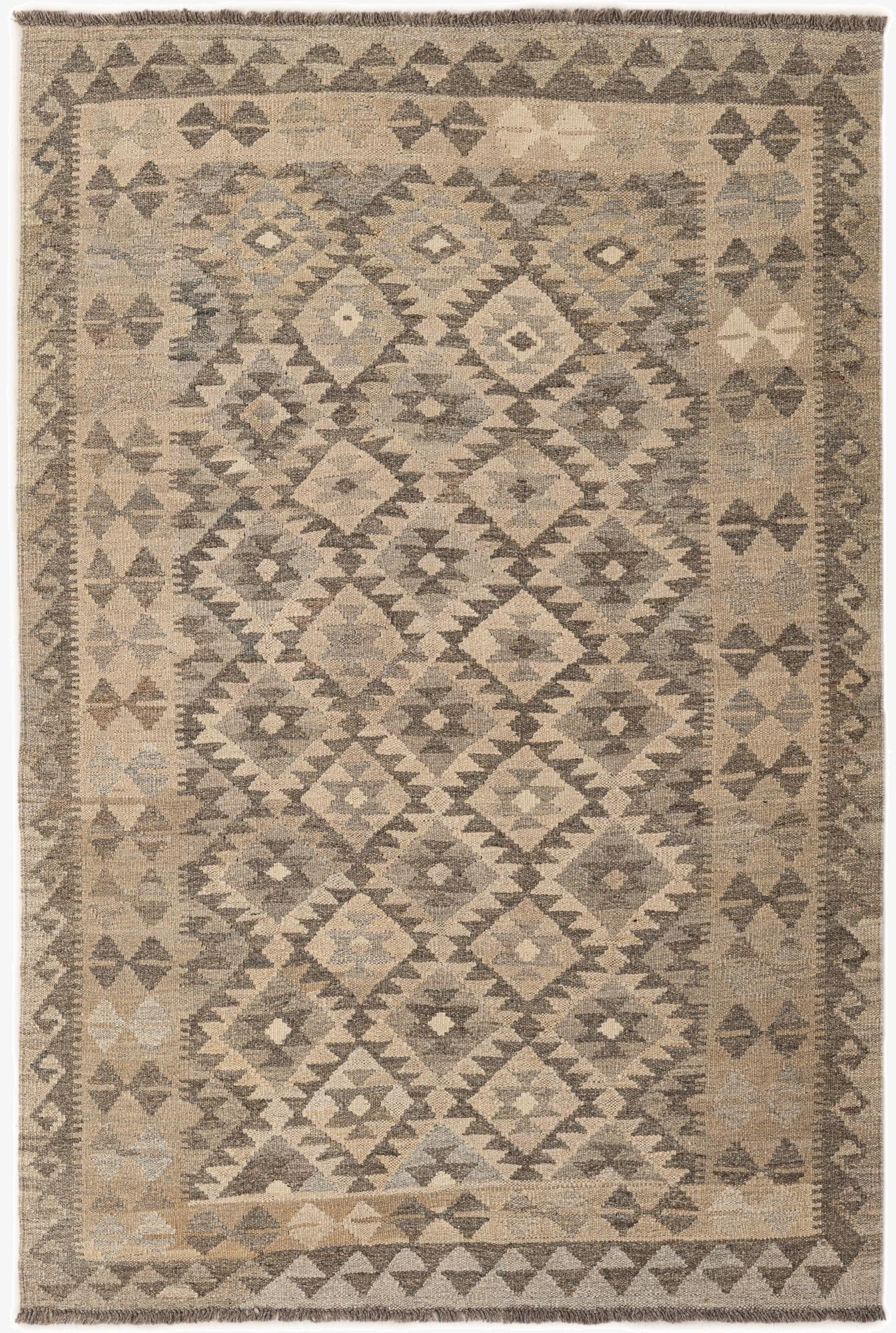 3' 11 x 6'  Hand Woven Kilim Maymana Wool Rug