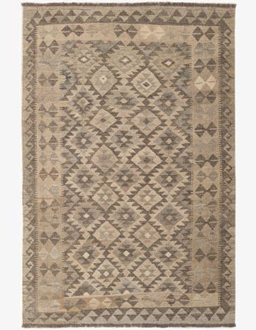 3' 11 x 6' Hand Woven Kilim Maymana Wool Rug