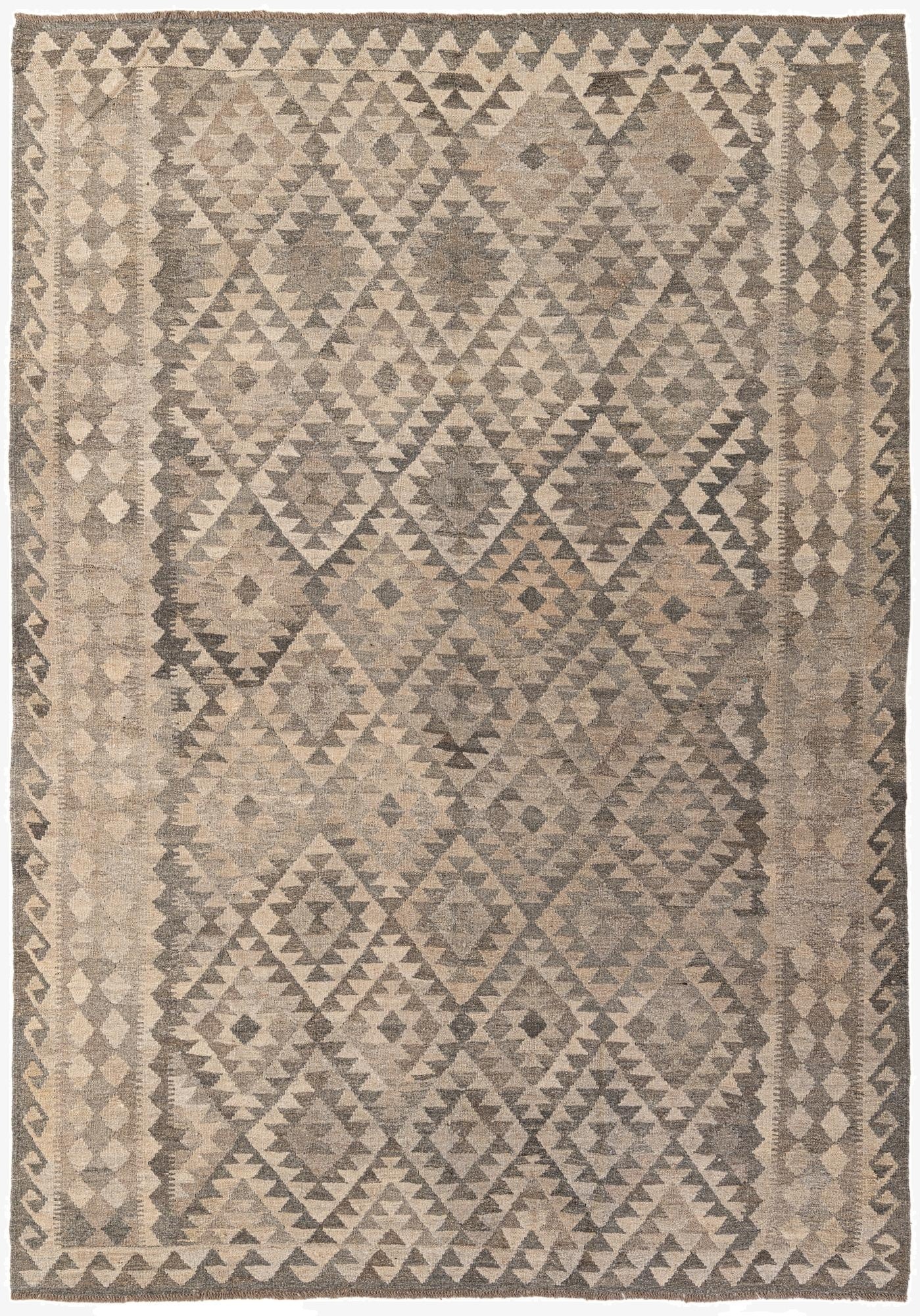 6' 11 x 9' 9  Hand Woven Kilim Maymana Wool Rug