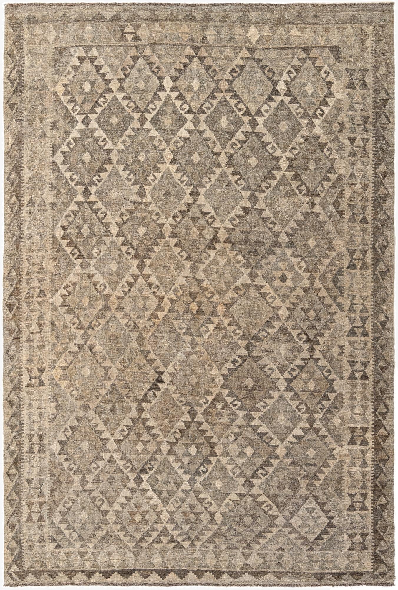 6' 9 x 9' 7  Hand Woven Kilim Maymana Wool Rug