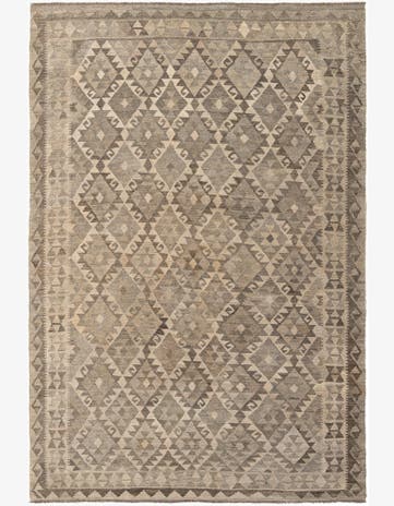 6' 9 x 9' 7 Hand Woven Kilim Maymana Wool Rug