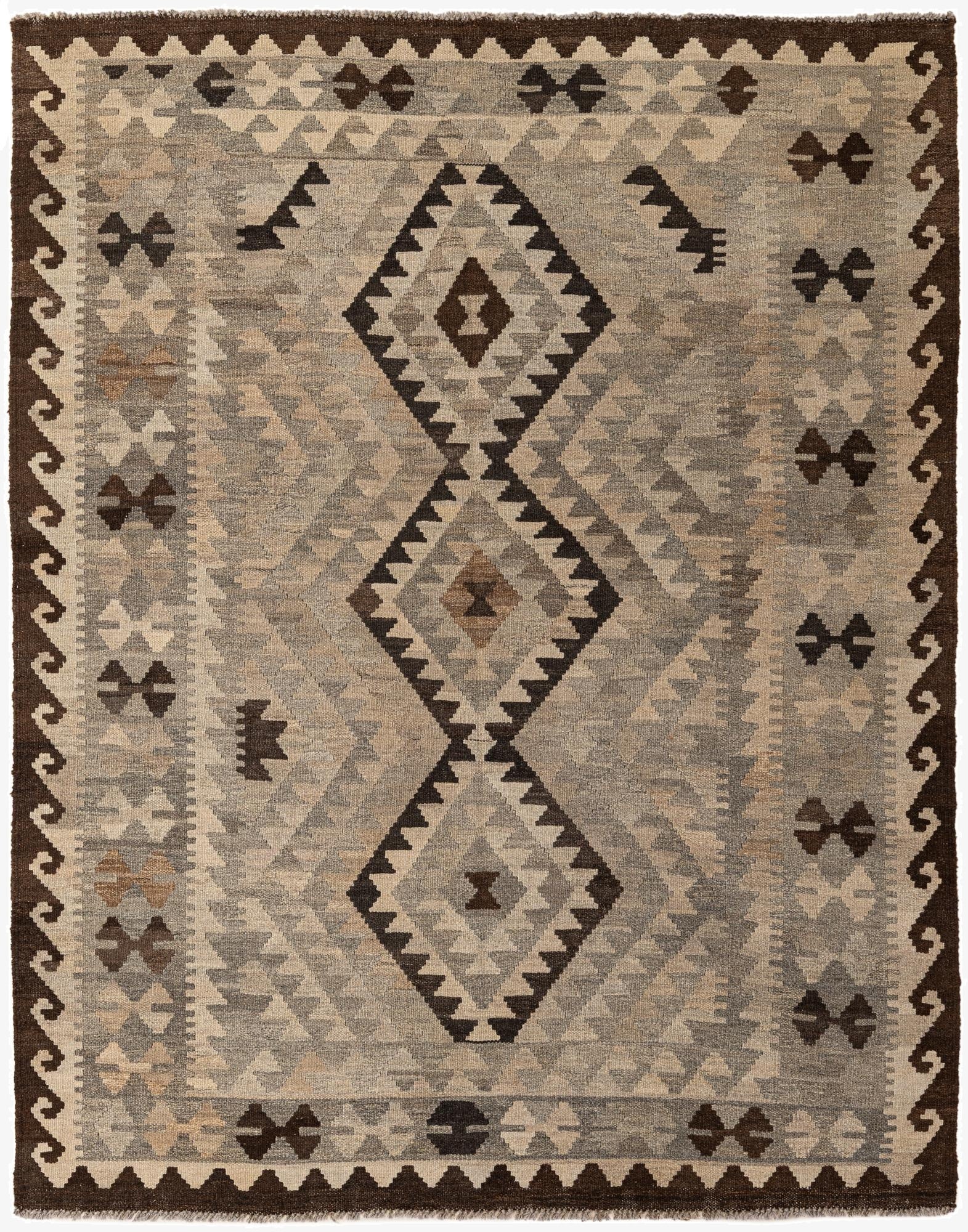 5' 2 x 6' 7  Hand Woven Kilim Maymana Wool Rug