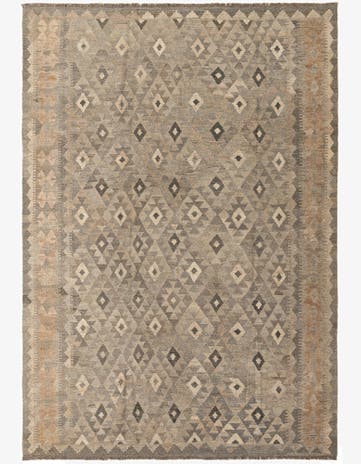 6' 8 x 9' 7 Hand Woven Kilim Maymana Wool Rug