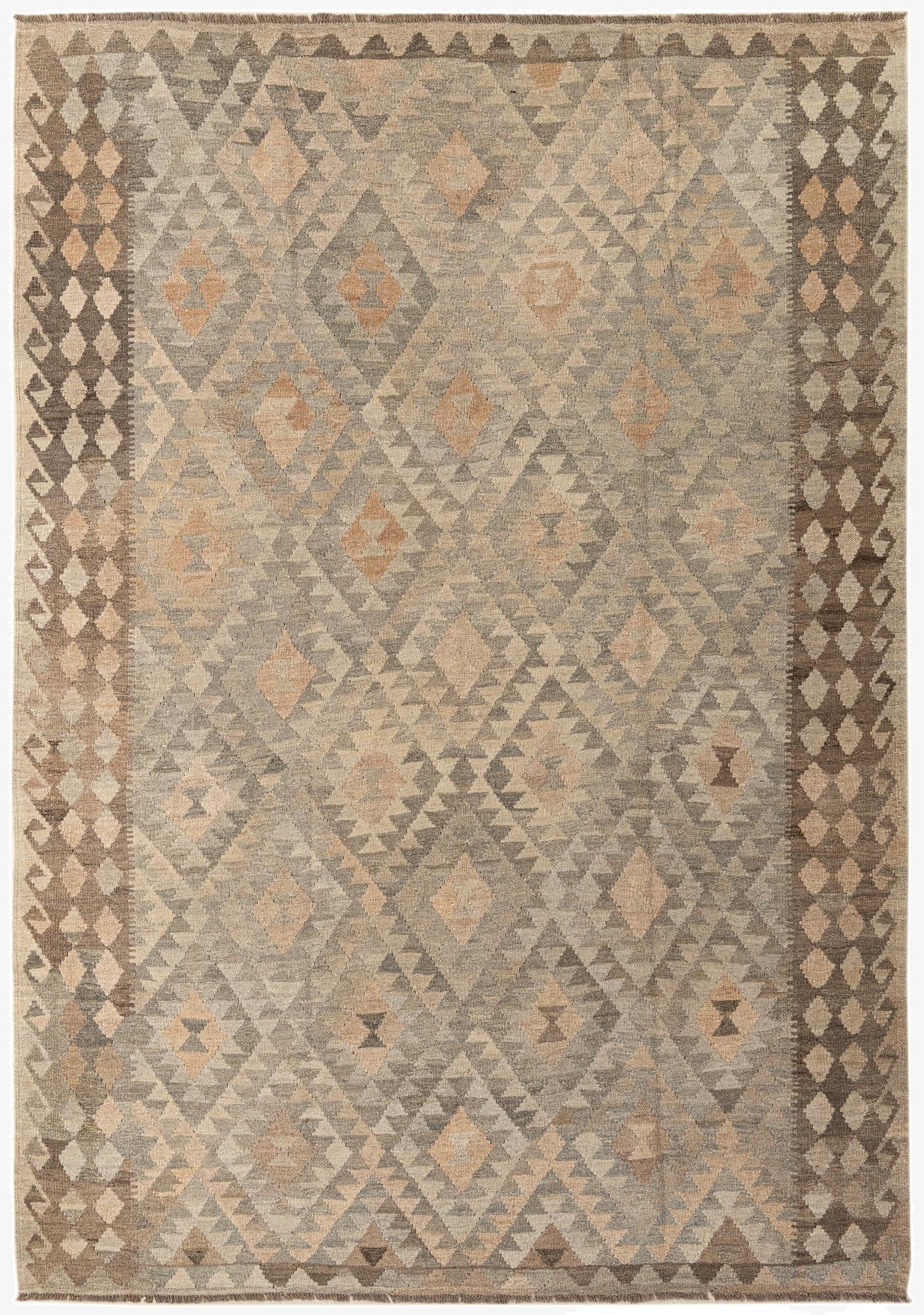 7' 1 x 9' 11  Hand Woven Kilim Maymana Wool Rug