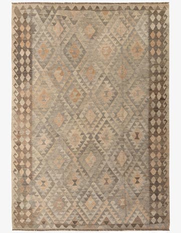 7' 1 x 9' 11 Hand Woven Kilim Maymana Wool Rug