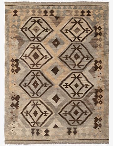 4' 10 x 6' 5 Hand Woven Kilim Maymana Wool Rug