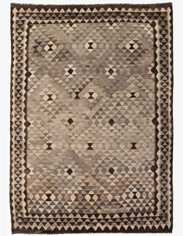 6' 9 x 9' 6 Hand Woven Kilim Maymana Wool Rug