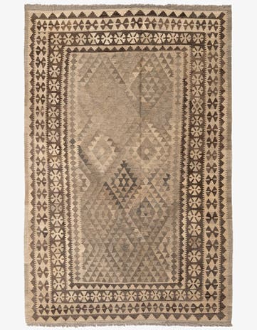 5' 9 x 8' 7 Hand Woven Kilim Maymana Wool Rug