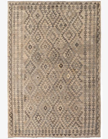 6' 8 x 9' 9 Hand Woven Kilim Maymana Wool Rug