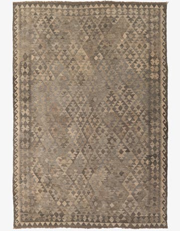 6' 7 x 9' 9 Hand Woven Kilim Maymana Wool Rug