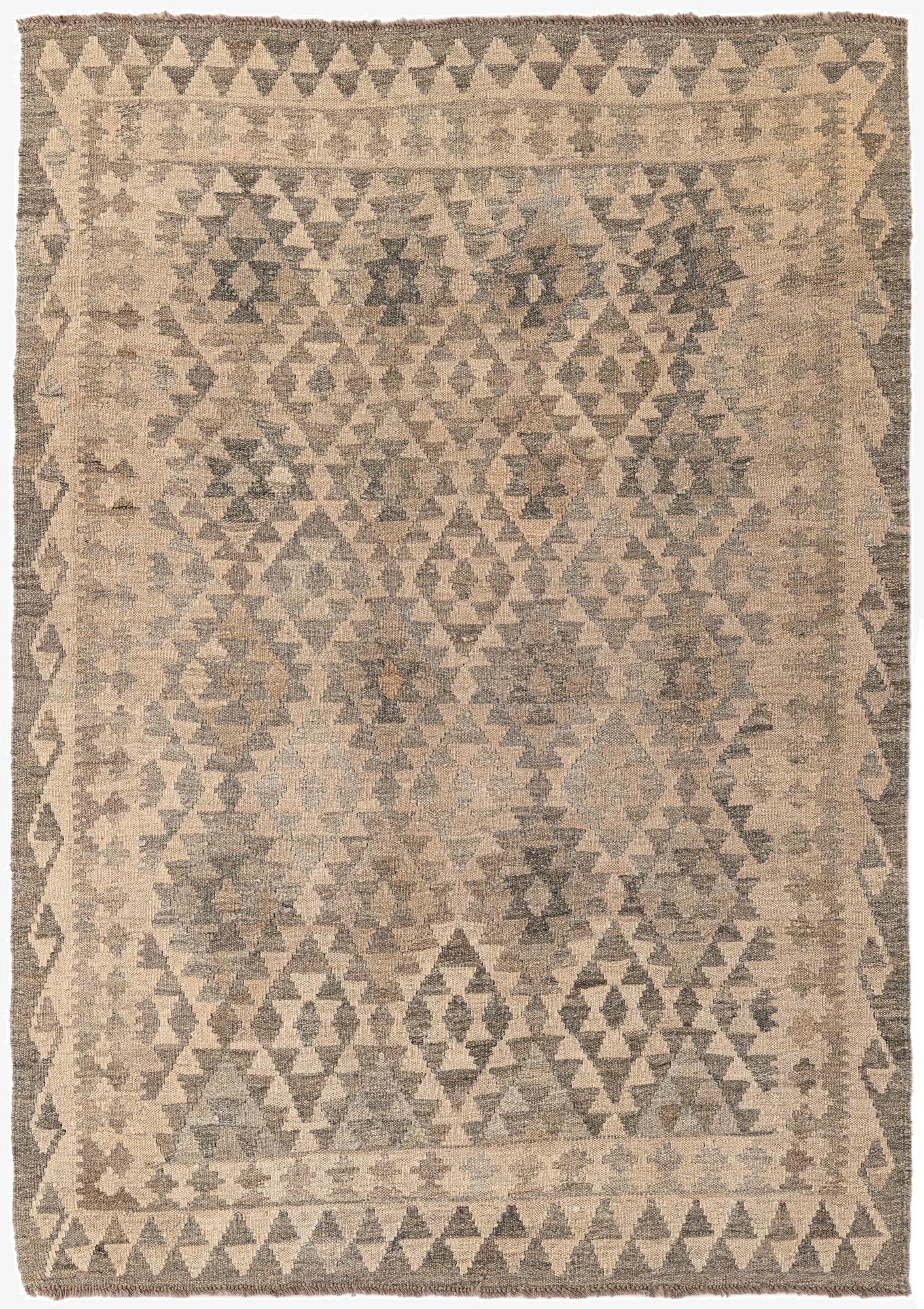 4' x 5' 11  Hand Woven Kilim Maymana Wool Rug