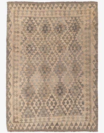 4' x 5' 11 Hand Woven Kilim Maymana Wool Rug