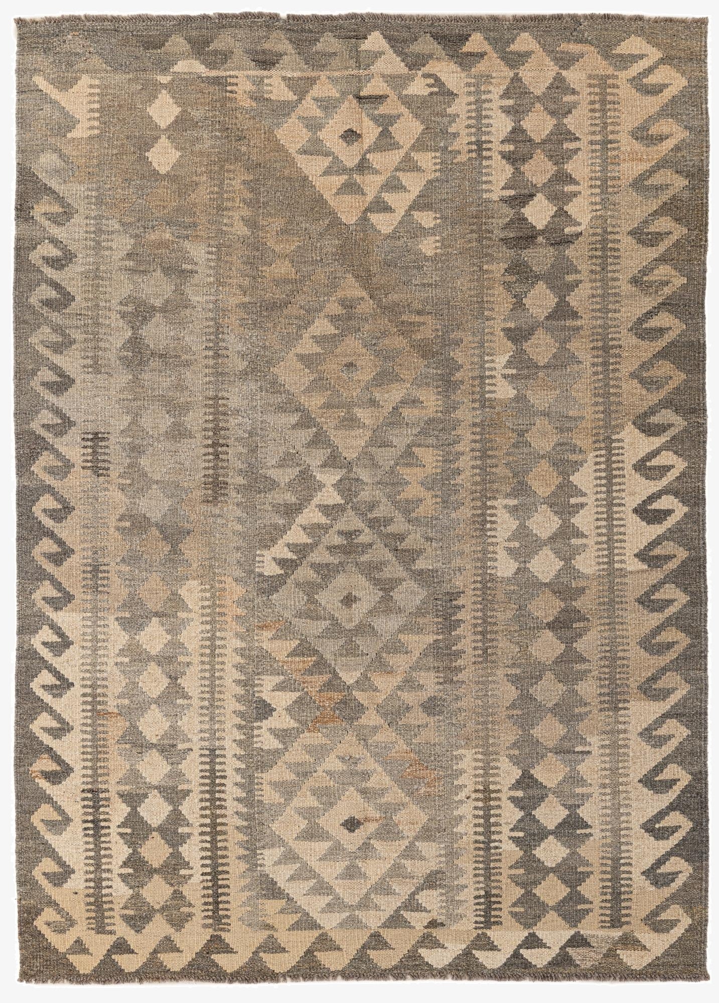 4' 3 x 6'  Hand Woven Kilim Maymana Wool Rug