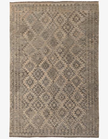 6' 4 x 9' 8 Hand Woven Kilim Maymana Wool Rug