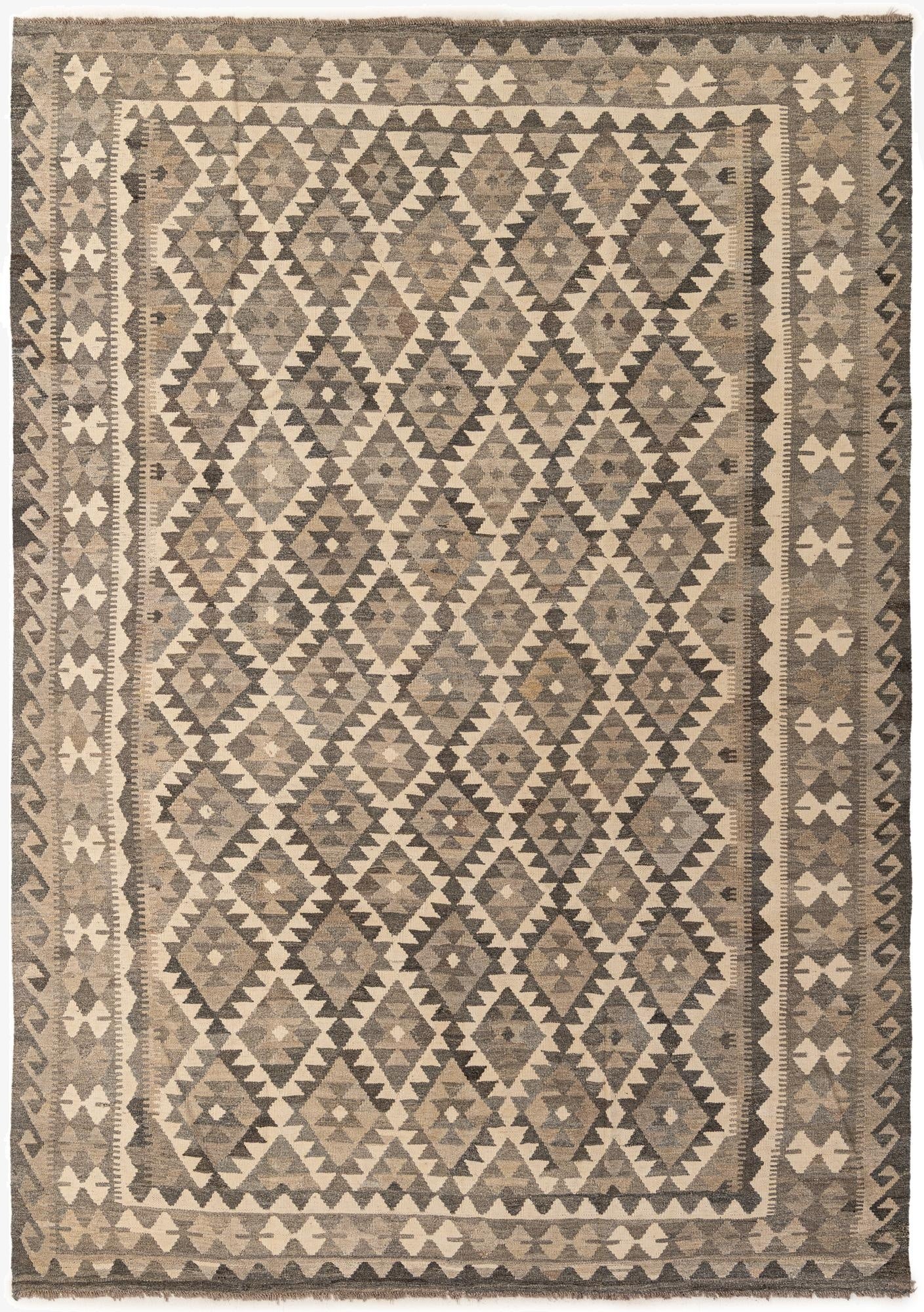 7' x 9' 10  Hand Woven Kilim Maymana Wool Rug
