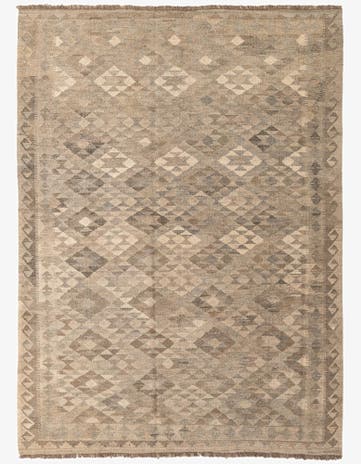 5' 10 x 8' Hand Woven Kilim Maymana Wool Rug