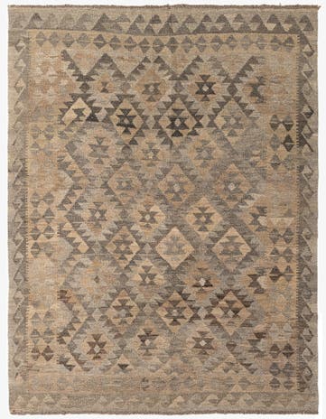 5' 1 x 6' 6 Hand Woven Kilim Maymana Wool Rug