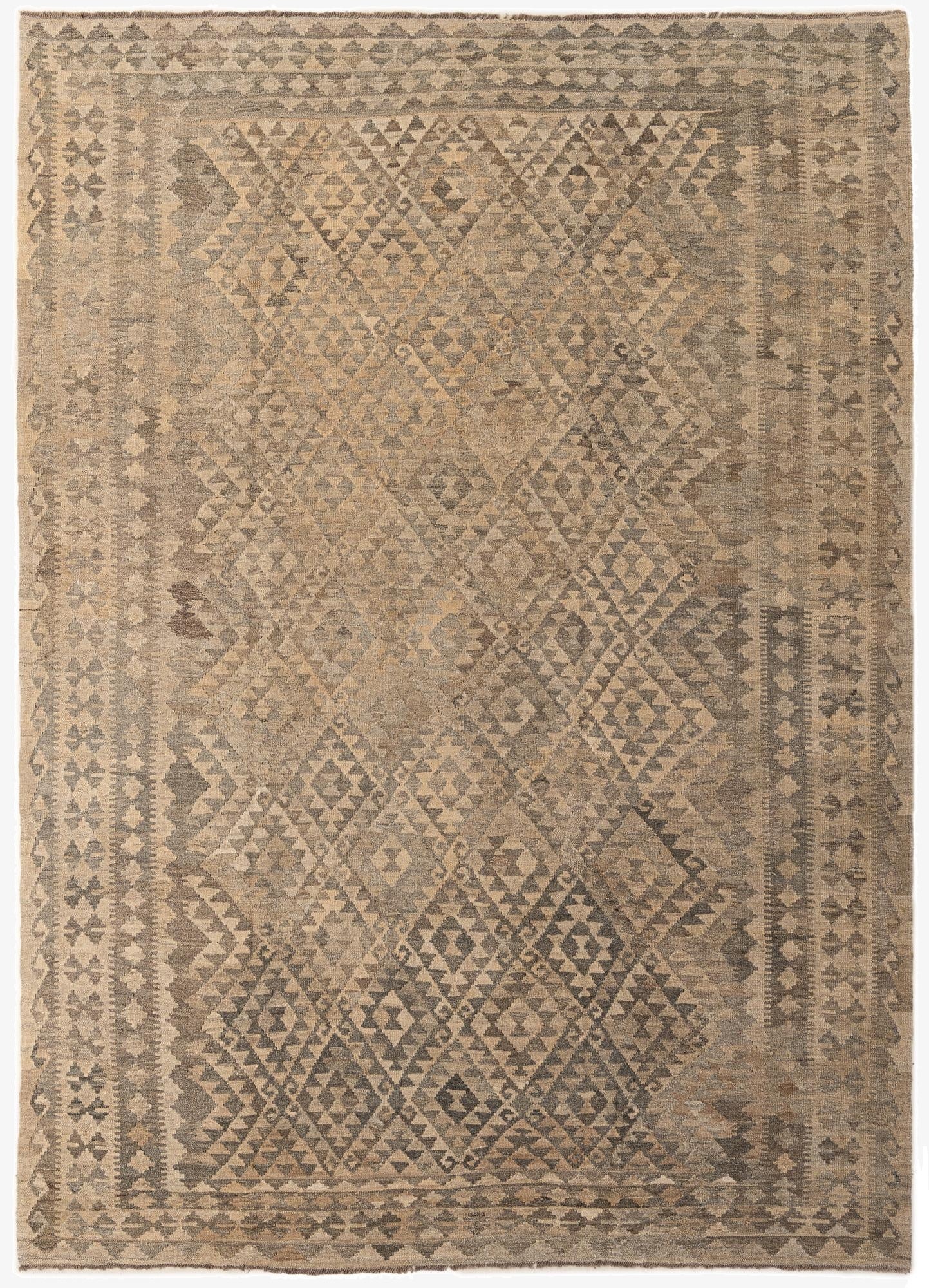 7' 3 x 10' 3  Hand Woven Kilim Maymana Wool Rug