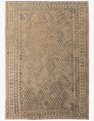 7' 3 x 10' 3 Hand Woven Kilim Maymana Wool Rug