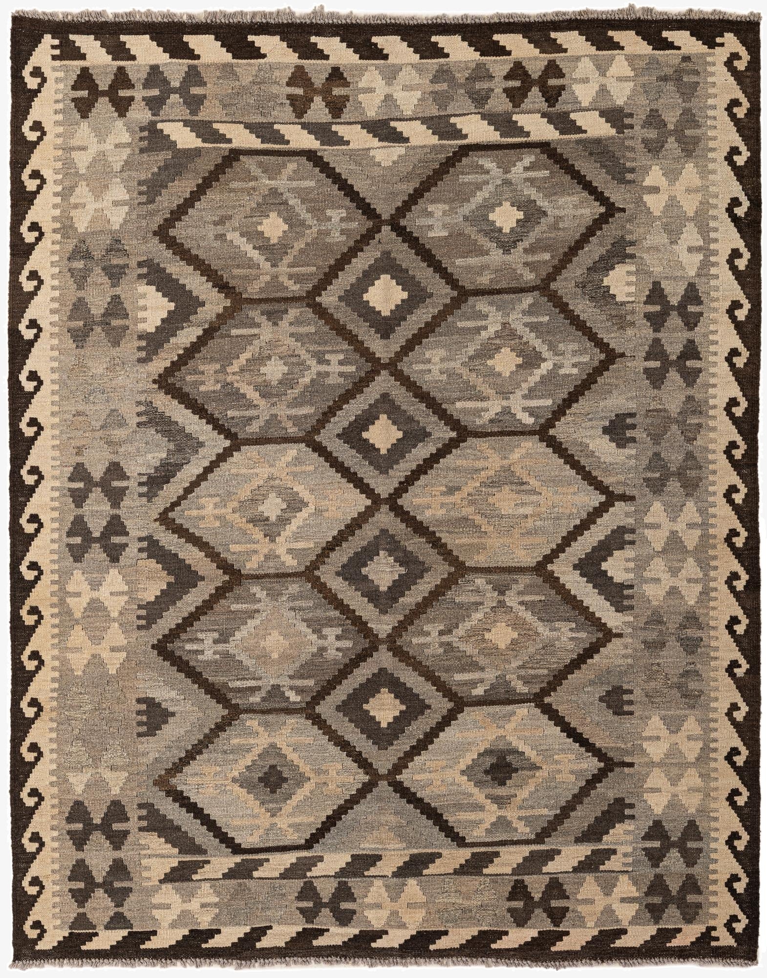 5' 1 x 6' 6  Hand Woven Kilim Maymana Wool Rug