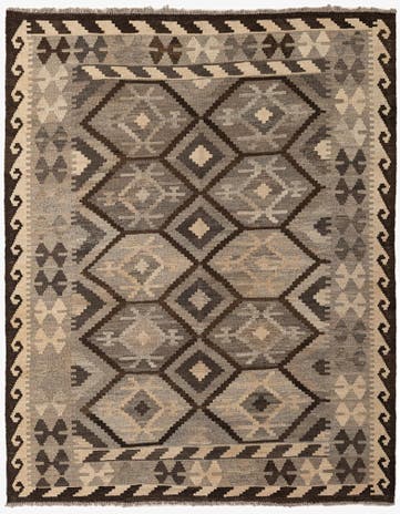 5' 1 x 6' 6 Hand Woven Kilim Maymana Wool Rug