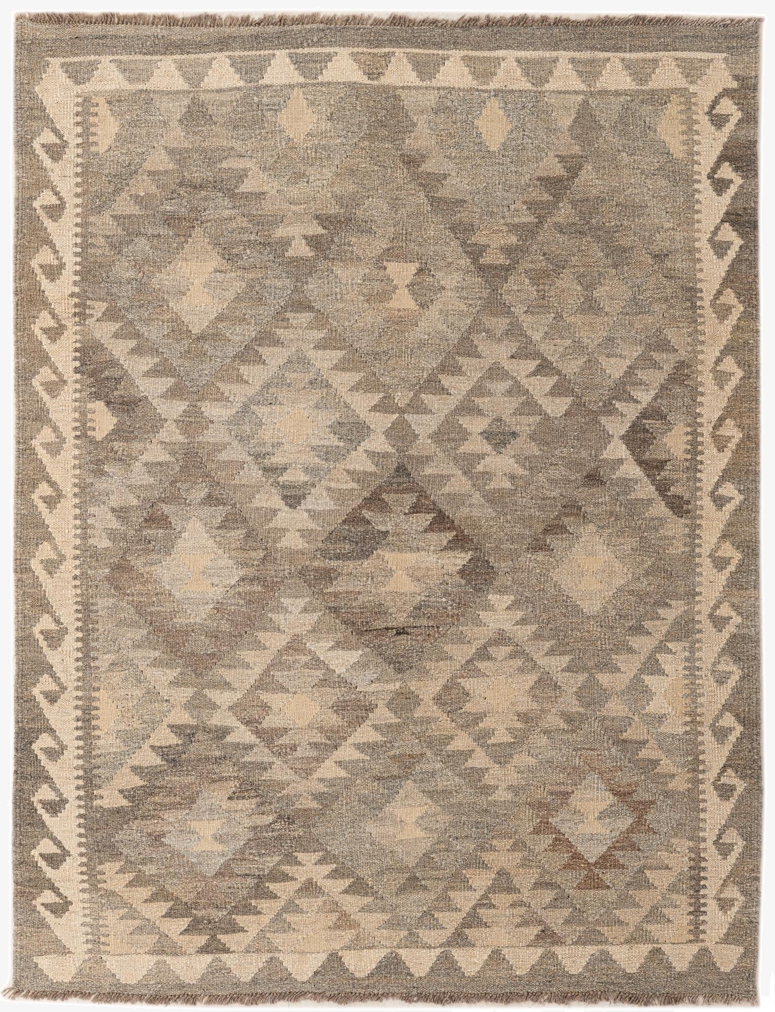 4' 3 x 5' 8  Hand Woven Kilim Maymana Wool Rug