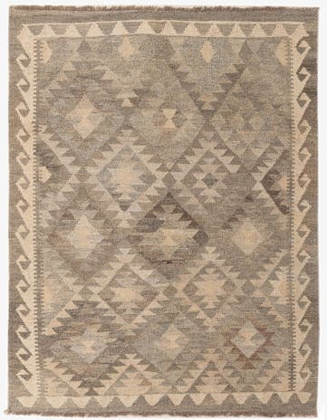 4' 3 x 5' 8 Hand Woven Kilim Maymana Wool Rug