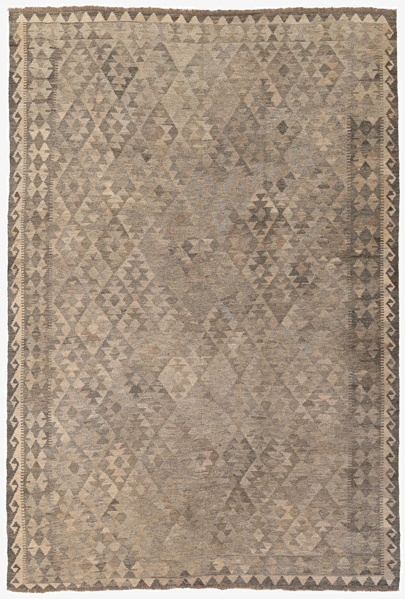 6' 7 x 9' 8  Hand Woven Kilim Maymana Wool Rug