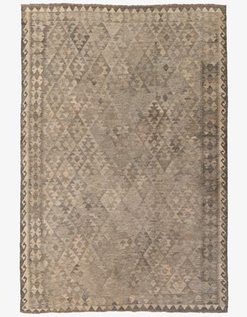 6' 7 x 9' 8 Hand Woven Kilim Maymana Wool Rug