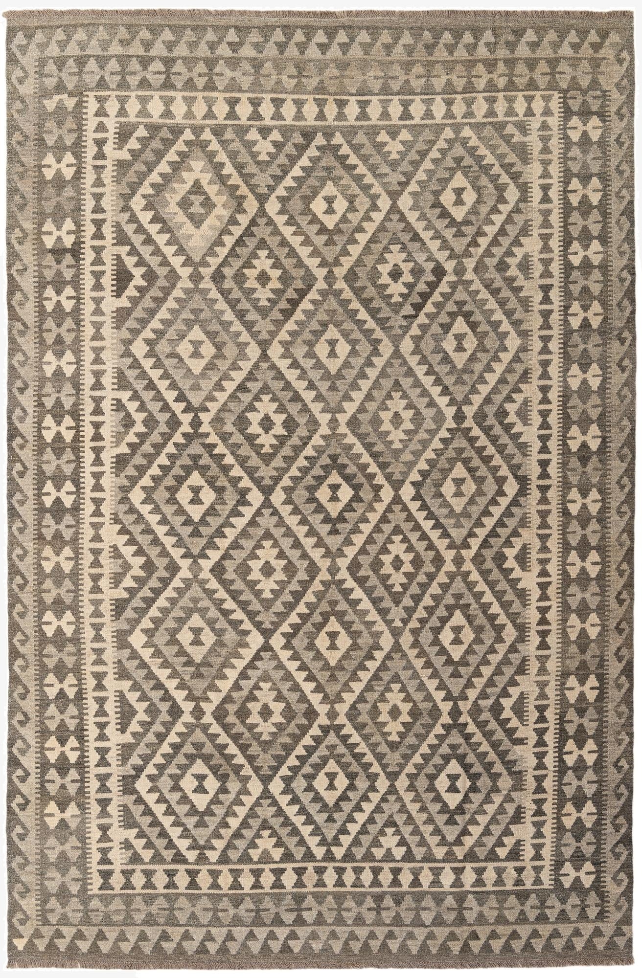 6' 5 x 9' 10  Hand Woven Kilim Maymana Wool Rug