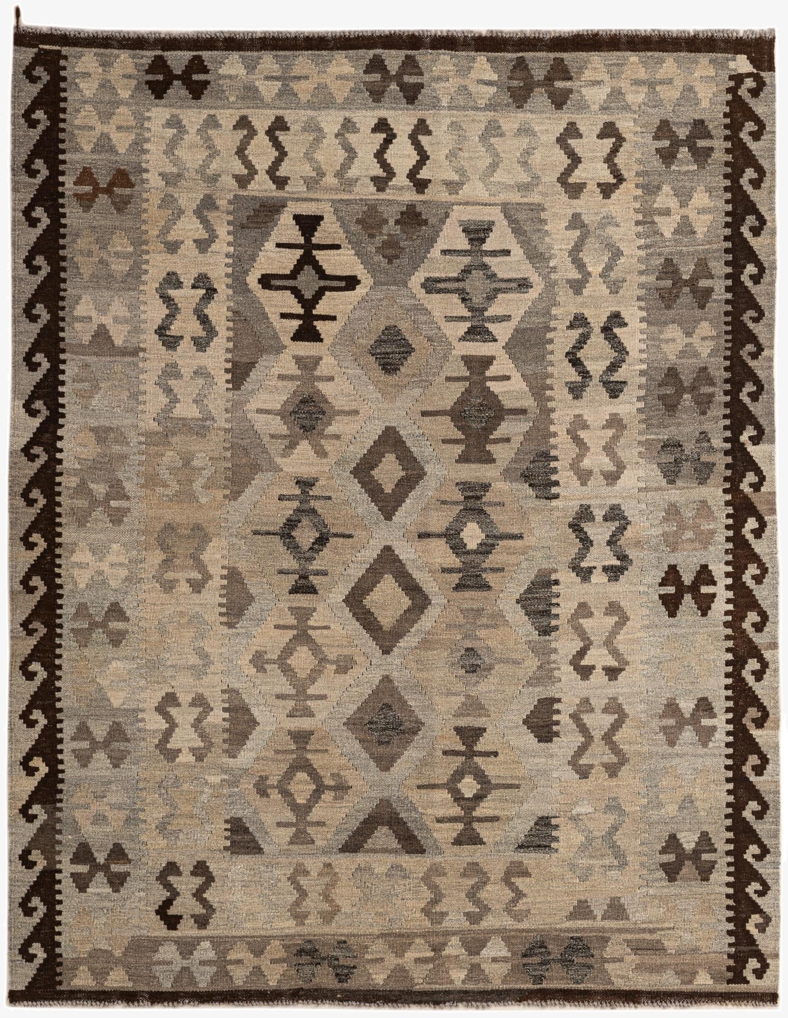 5' x 6' 6  Hand Woven Kilim Maymana Wool Rug