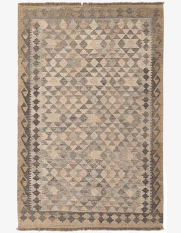 3' 11 x 6' Hand Woven Kilim Maymana Wool Rug