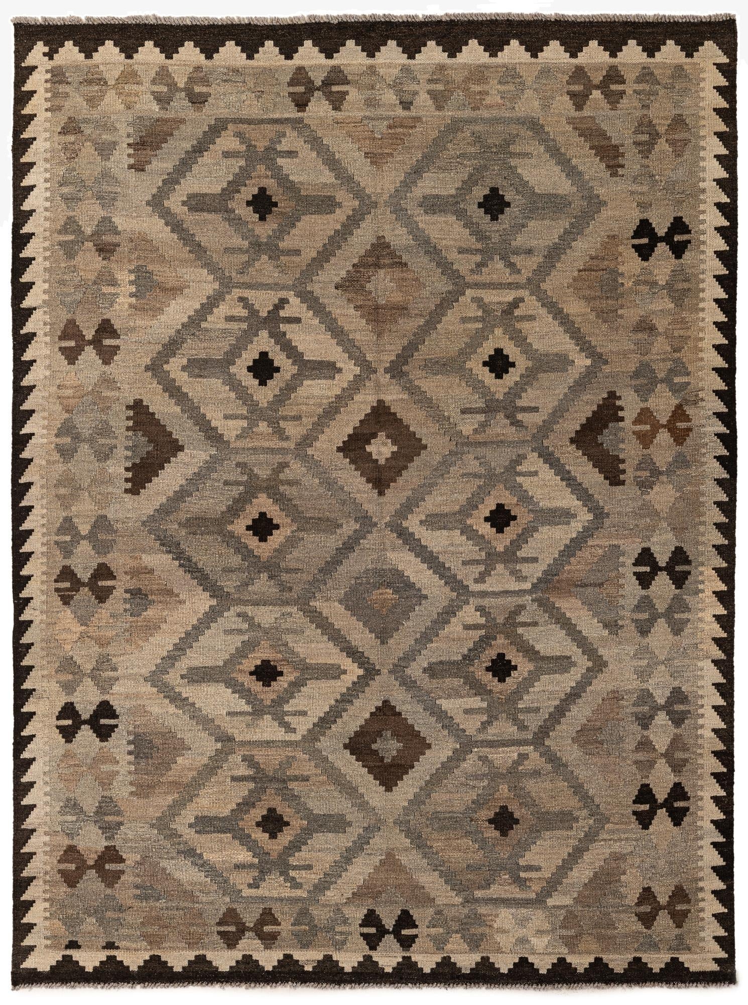 5' x 6' 9  Hand Woven Kilim Maymana Wool Rug