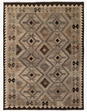 5' x 6' 9 Hand Woven Kilim Maymana Wool Rug