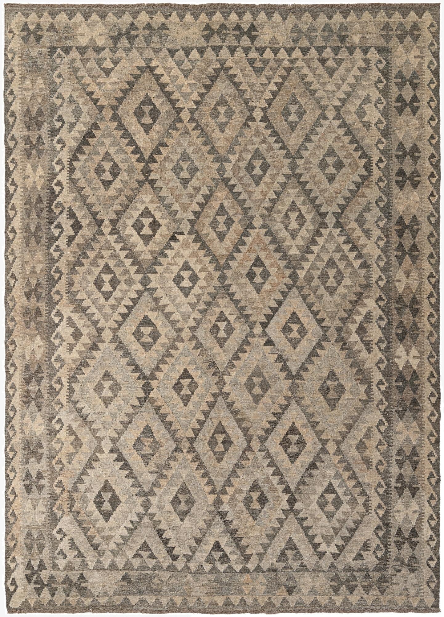 6' 10 x 9' 6  Hand Woven Kilim Maymana Wool Rug