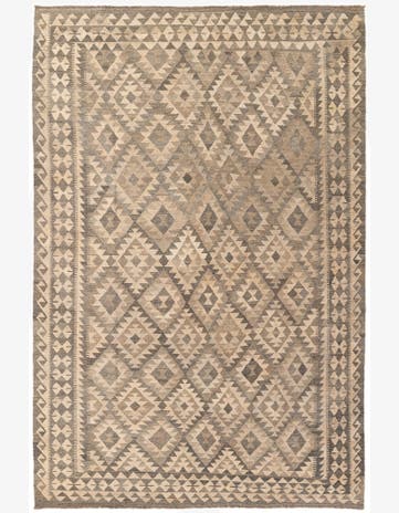 6' 10 x 10' 3 Hand Woven Kilim Maymana Wool Rug